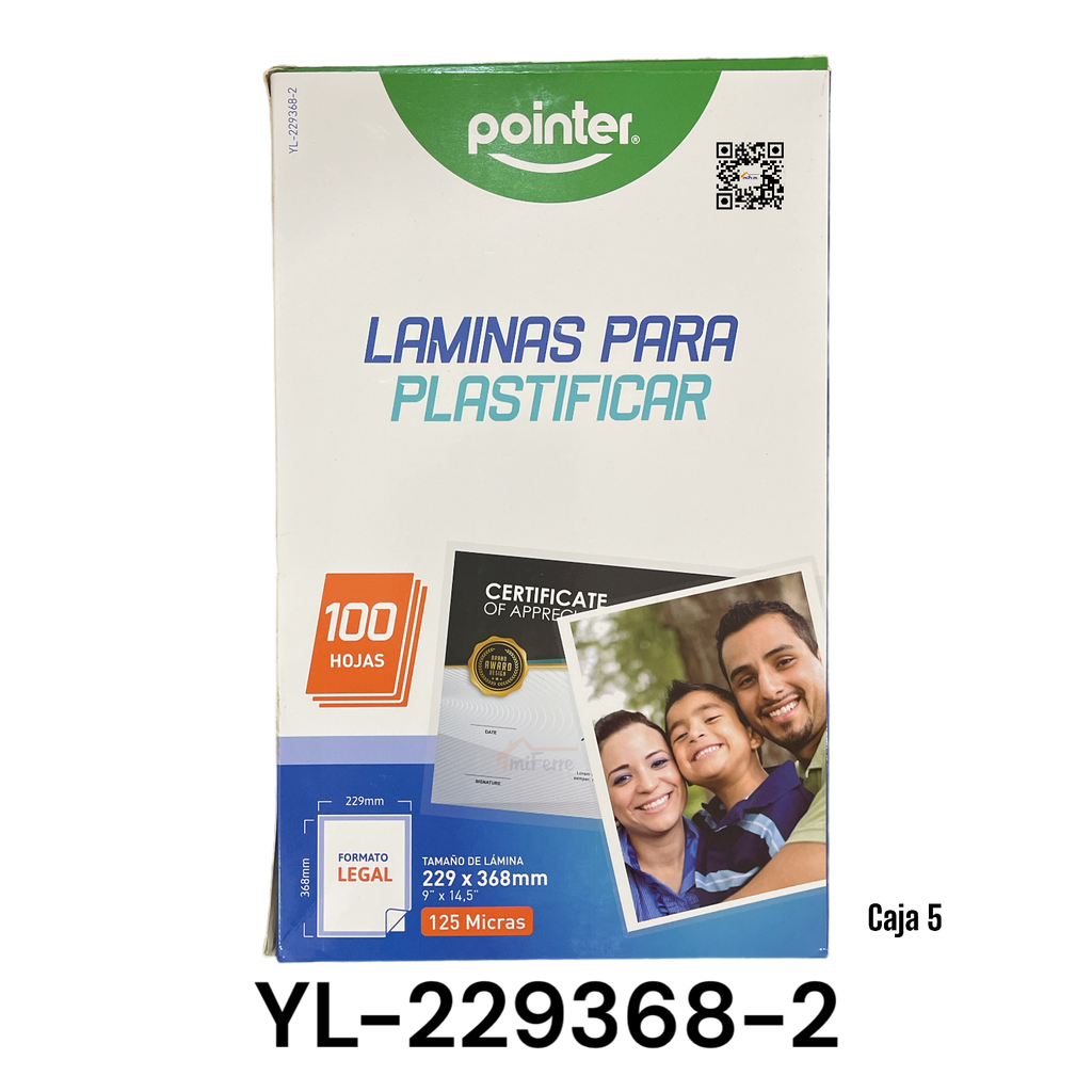 Laminas para Plastificar 9 X 14" 125micras 100pza POINTER | miFerre PTY